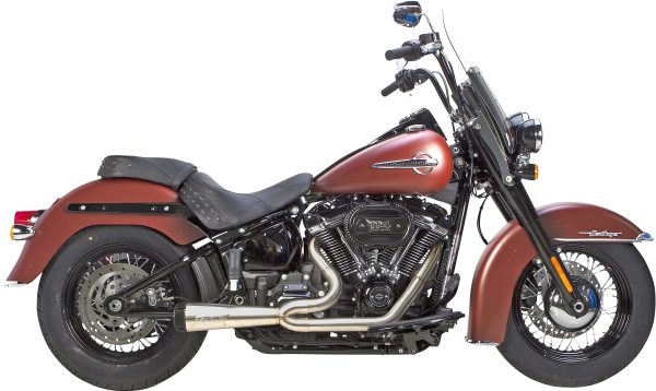 Comp S, Comp S 2in1 Exhaust Softail Brushed W/Carbon End Cap | TBR 879.98 | Dyno Tuned Performance | Fits Harley Davidson Softail Models 2018-2019 | 2 into 1 Exhaust, Knobtown Cycle