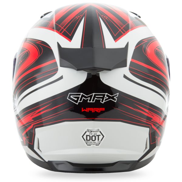 Helmet, GMAX FF-49 Full Face Warp Helmet White/Red 2x &#8211; Lightweight DOT Approved Helmet with COOLMAX® Interior, UV400 Resistant Shield, and Ventilation System &#8211; Ideal for Motorcycle Riders &#8211; Helmet &#8211; Full Face, Knobtown Cycle