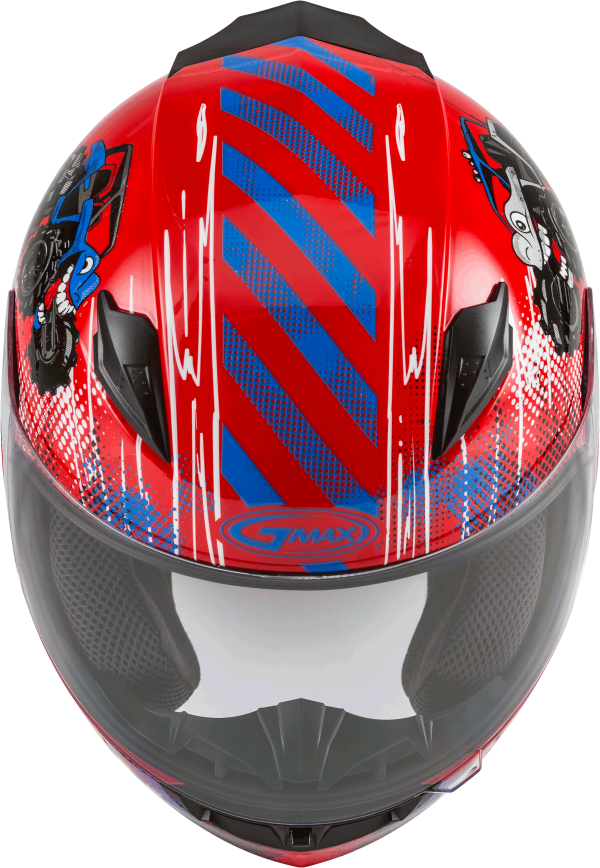 Youth, Youth GMAX GM-49Y Beasts Full Face Helmet Red/Blue/Grey Ym &#8211; DOT Approved Lightweight Helmet with Adjustable Interior Sizes for Kids &#8211; Intercom Compatible &#8211; 191361218170, Knobtown Cycle