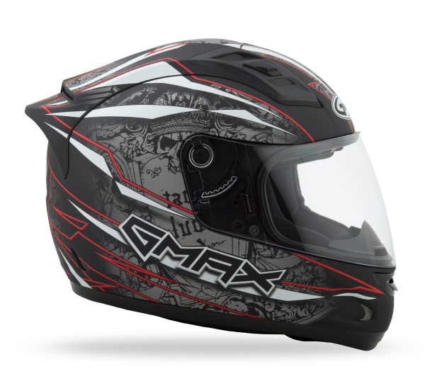 Gm, GMAX GM-69 Full Face Mayhem Helmet Matte Black/Silver/Red M &#8211; Lightweight Poly Alloy Shell, Coolmax Interior, DOT Approved &#8211; 191361033483, Knobtown Cycle
