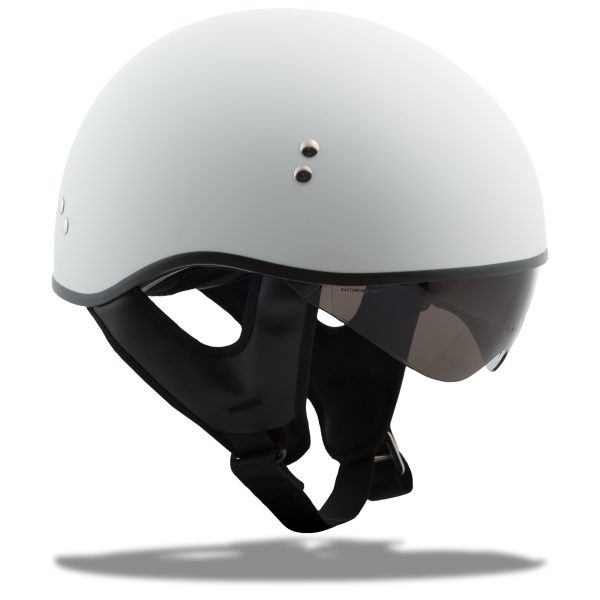 Hh 65, GMAX HH-65 Half Helmet Naked Matte White LG | DOT Approved Helmet with COOLMAX Interior, Dual-Density EPS Technology, Intercom Compatible | Motorcycle Half Helmets, Knobtown Cycle