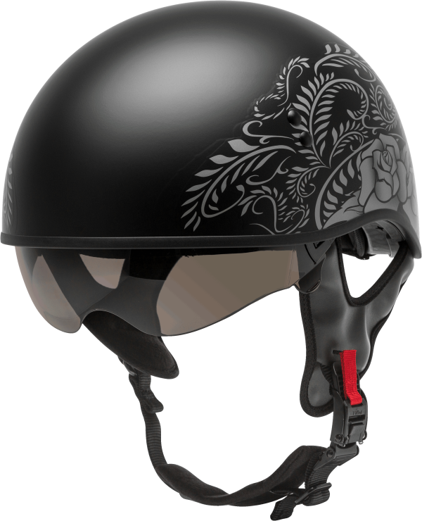 Hh 65 Half Helmet, GMAX HH-65 Half Helmet Rose Naked Matte Black/Silver XL &#8211; DOT Approved COOLMAX Interior Removable Sun Shields Neck Curtain Dual-Density EPS &#8211; Motorcycle Helmet, Knobtown Cycle