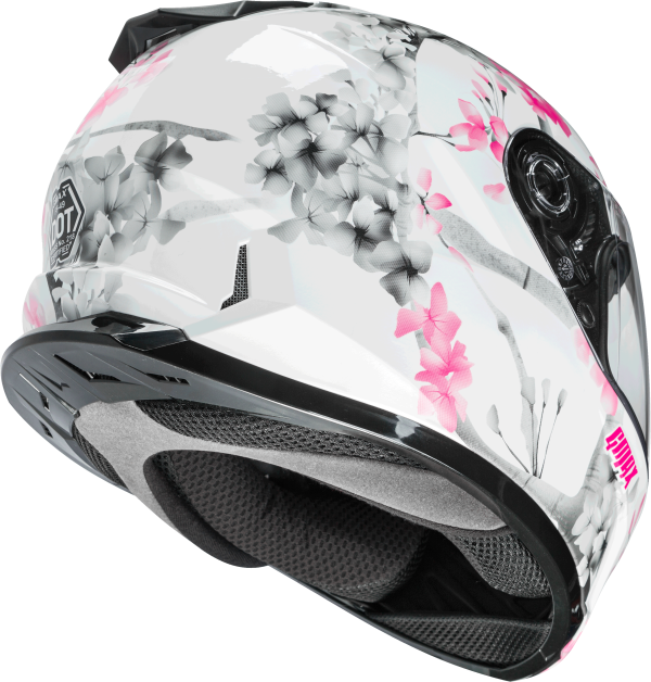 Helmet, GMAX FF-49 Full Face Blossom Helmet White/Pink/Grey XL &#8211; Lightweight DOT Approved Helmet with COOLMAX® Interior, UV400 Protection Shield, and Ventilation System &#8211; Intercom Compatible &#8211; 191361246500, Knobtown Cycle
