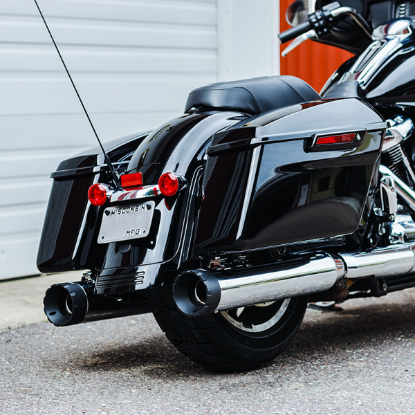 Monarch, Monarch Muffler Chrome M8 Touring `17 21 | FIREBRAND Louvered Stainless Steel Baffle | Aggressive Sound | Chrome/Asphalt Black Finish | Easy Installation | Made in USA | Fits Harley Davidson FLHR, FLHT, FLHX, FLTR Models | Mufflers, Knobtown Cycle