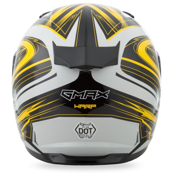 Helmet, GMAX FF-49 Full Face Warp Helmet White/Yellow XS &#8211; Lightweight DOT Approved Helmet with COOLMAX® Interior, UV400 Resistant Shield, and Ventilation System &#8211; Ideal for Motorcycle Riders, Knobtown Cycle