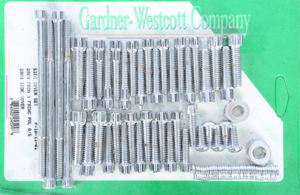 Big Twin Cam, GARDNERWESTCOTT Big Twin Cam And Primary 08-12 FXCW And FXCWC Bolt Set &#8211; Polished Chrome Plated &#8211; Made in USA &#8211; Fits Harley-Davidson Softail Rocker C &#8211; Cam and Primary Bolt Sets, Knobtown Cycle