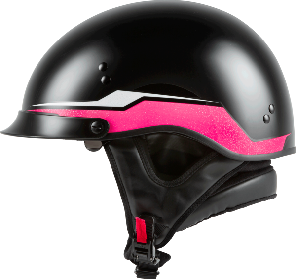 Hh 65 Half Helmet, GMAX HH-65 Half Helmet Source Full Dressed Black/Pink XL &#8211; DOT Approved with COOLMAX Interior and Dual Density EPS &#8211; Intercom Compatible &#8211; Helmet &#8211; Half Helmets, Knobtown Cycle