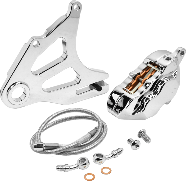 Caliper, High-Quality Chrome 4 Piston Rear Caliper Kit for 2018 and Up Street Bikes, Knobtown Cycle