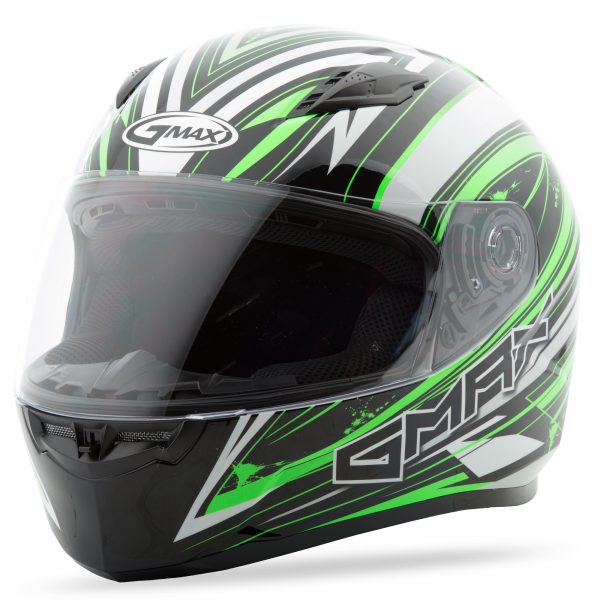 Helmet, GMAX FF-49 Full Face Warp Helmet White/Hi Vis Green XS &#8211; Lightweight DOT Approved Helmet with COOLMAX® Interior, UV400 Face Shield, and Ventilation System &#8211; Ideal for Motorcycle Riders, Knobtown Cycle