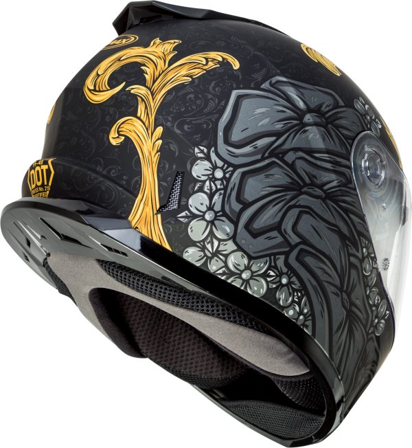 Helmet, GMAX FF-49S Full Face Yarrow Snow Helmet Matte Black/Gold Sm &#8211; DOT Approved with COOLMAX Interior and UV400 Protection &#8211; Intercom Compatible &#8211; Electric Shield Option &#8211; Helmet &#8211; Full Face, Knobtown Cycle