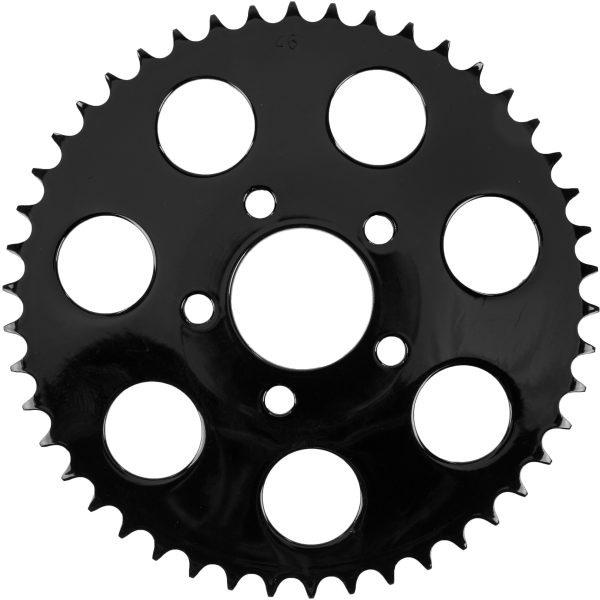 Gloss Black, Gloss Black Rear Sprocket 46t Dished Big Twin 00 13 | HARDDRIVE 191361073571 | Convert From Belt Drive to 530 Chain Drive | OEM Replacement Pulleys | Rear Sprockets, Knobtown Cycle