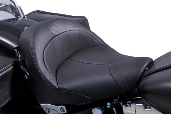 Big Ist, Danny Gray BigIST Solo Leather Seat FXST `06 `10, FLSTF/B `07 17 | Reduce Vibration &#038; Shock | Stress Relief Design | Made in USA | Fits Harley-Davidson Softail Models | Black Leather &#038; Vinyl | 12&#8243; W x 22&#8243; L | Rider Height 7, Knobtown Cycle