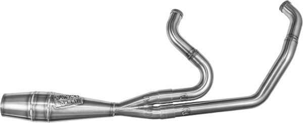 2 into 1 Exhaust, 2in1 M8 Softail Shorty Cannon Brushed Stainless Steel | Sawicki | $1349.99 | Performance Headers | Harley Davidson FLDE, FLFB, FLFBS, FLHC, FLSB, FLSL, FXBB, FXBR, FXBRS, FXFB, FXFBS, FXLR | Made in USA | Limited Lifetime Warranty, Knobtown Cycle