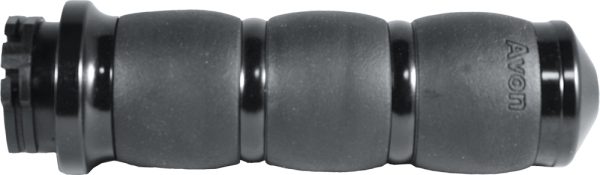Velvet Air Grips, AVON Velvet Air Grips W/Cable Throttle Black for Harley Davidson Models | Soft Vibration Dampening Kraton Polymer Grips with Billet Aluminum End Caps and Collars | Fits &#8217;84-Up H-D Models | Inside Length 4.60&#8243;, OD 1.60&#8243; | Sold in Pairs, Knobtown Cycle