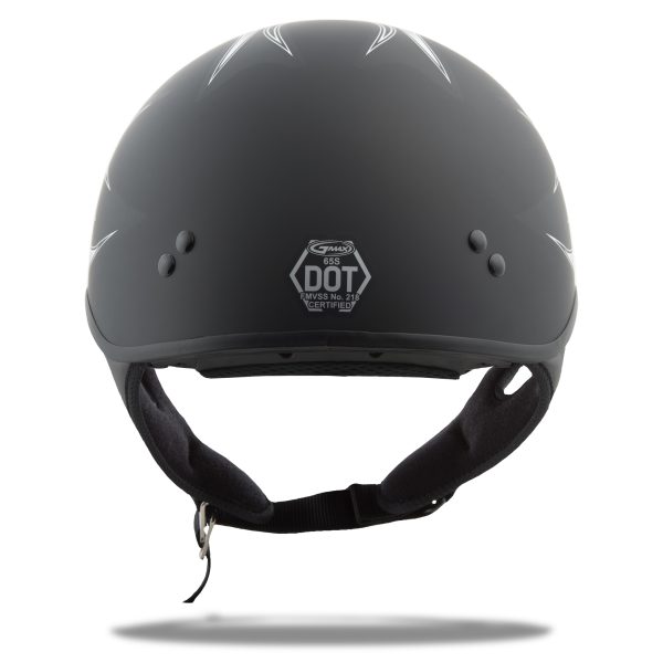 Gm 65, GMAX GM-65 Half Helmet Flame Matte Black/White Md | Coolmax Interior, Dual-Density EPS, DOT Approved | Motorcycle Helmet &#8211; Half Helmets, Knobtown Cycle
