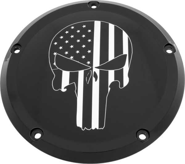 7 Tc Derby Cover Punisher Black, Custom Engraving LTD 7 Tc Derby Cover Punisher Black | CNC Machined | 6061 Billet Aluminum | Made in USA | Fits Harley Davidson Models | 175.38, Knobtown Cycle