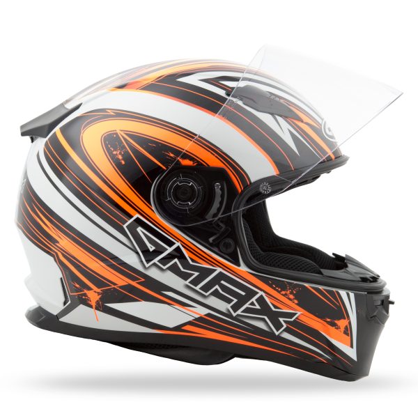 Helmet, GMAX FF-49 Full Face Warp Helmet White/Hi Vis Orange XS &#8211; Lightweight DOT Approved Helmet with COOLMAX® Interior, UV400 Face Shield, and Ventilation System &#8211; Ideal for Motorcycle Riders &#8211; Helmet &#8211; Full Face, Knobtown Cycle