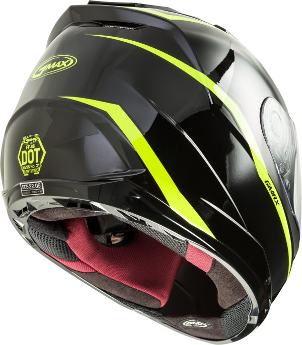Helmet, GMAX FF-88 Full Face Precept Helmet Black/Hi Vis Yellow XS | ECE/DOT Approved, SpaSoft Interior, Lightweight Shell | UV400 Protection, Intercom Compatible | 191361068843, Knobtown Cycle