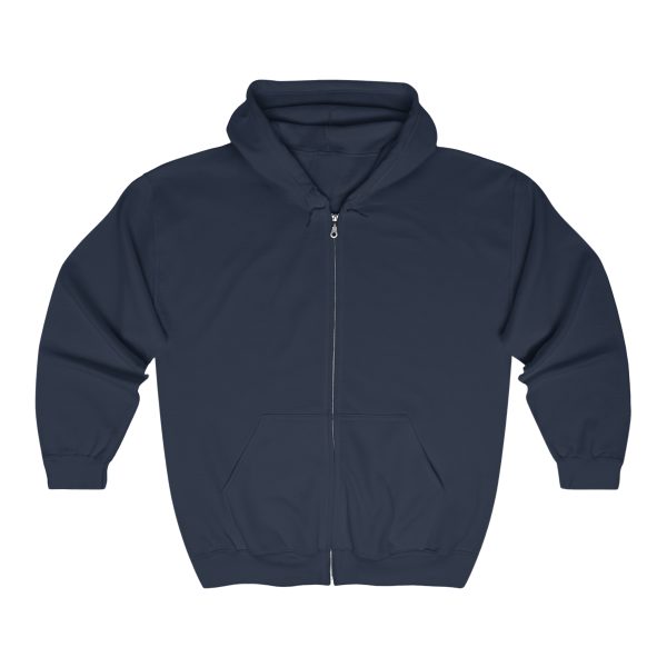 Unisex, Unisex Heavy Blend™ Full Zip Hooded Sweatshirt – Navy | S-3XL | Soft Fleece | Cotton/Polyester | Classic Fit | Knobtown Cycle Branded Swag, Knobtown Cycle