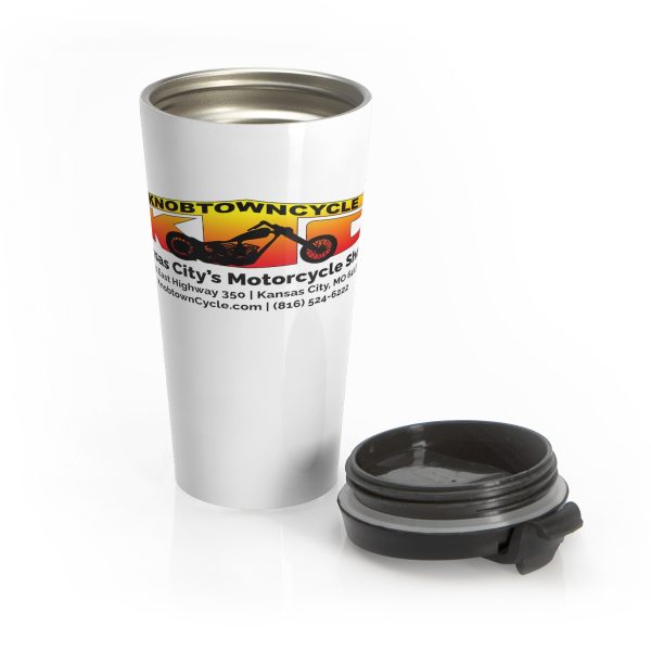 Stainless Steel, 15oz Stainless Steel Travel Mug | Vacuum Insulated | Sublimation Printing | Ideal Gift for Coffee &#038; Tea Lovers | Knobtown Cycle Branded Swag, Knobtown Cycle
