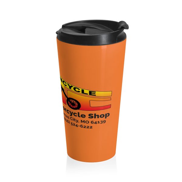 Stainless Steel, Stainless Steel Travel Mug 15oz &#8211; High-Quality Sublimation Printing &#8211; Flip-Top Lid &#8211; Ideal for Coffee or Tea Lovers &#8211; Keep Drinks at Perfect Temperature &#8211; Knobtown Cycle Bottles Glasses and Tumblers, Knobtown Cycle