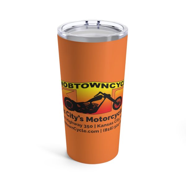 20oz, 20oz Stainless Steel Orange Tumbler with Vacuum Insulation | Dishwasher Safe | Knobtown Cycle Branded Swag, Knobtown Cycle