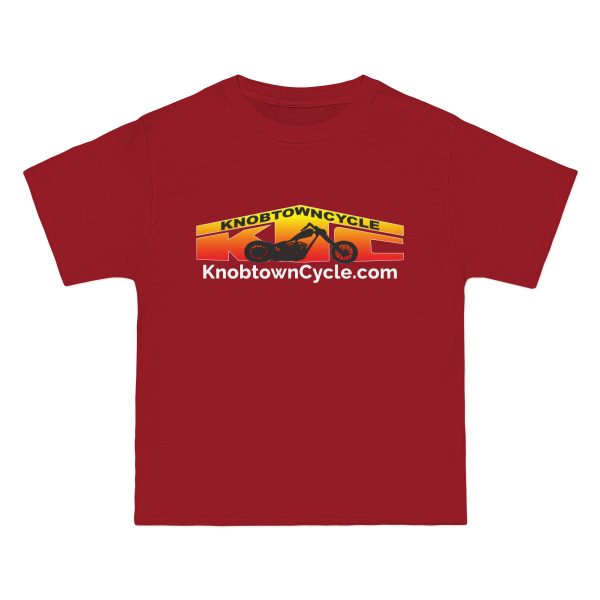 Beefy-T, Beefy-T® Short-Sleeve T-Shirt – Deep Red | Personalized Design | 100%% Cotton | Relaxed Fit | Durable | Knobtown Cycle Branded Swag, Knobtown Cycle