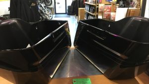 Harley Davidson oem LH & RH Saddlebag Bottoms Vivid Black #90201059DH