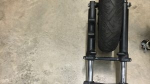 Buell Blast Front Fork Assembly: Complete with Fork Brace, Wheel, and Tire